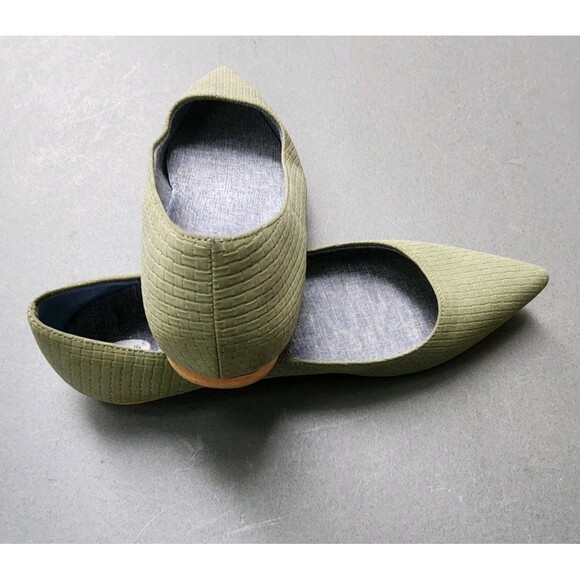 Dr. Scholls Womens 9.5 Aston Flats Green Pointy Toe Manmade Vegan - Picture 8 of 8